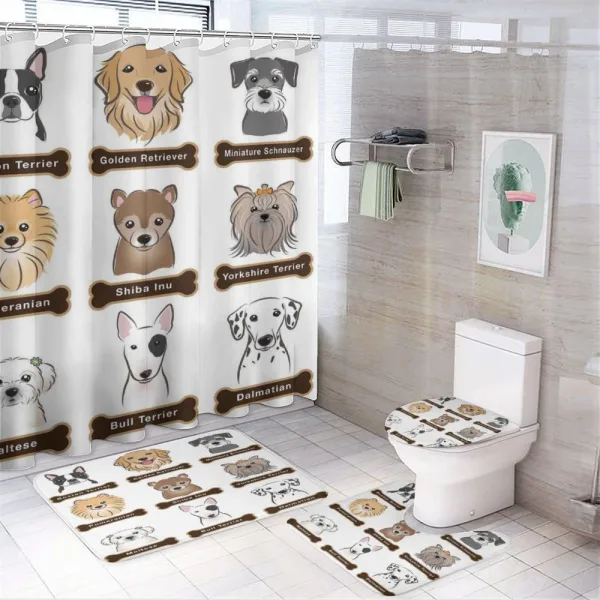 Boston Terrier Dogs on a shower curtain