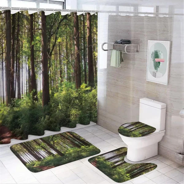 Bushes and Thick Trunks on a shower curtain