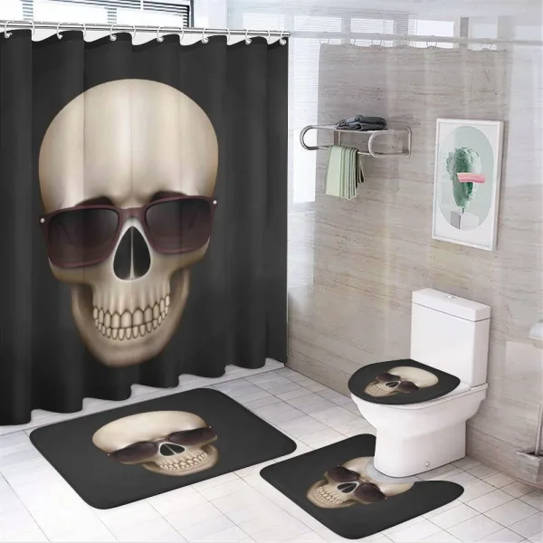 Funny Glass Skeleton Head on a shower curtain