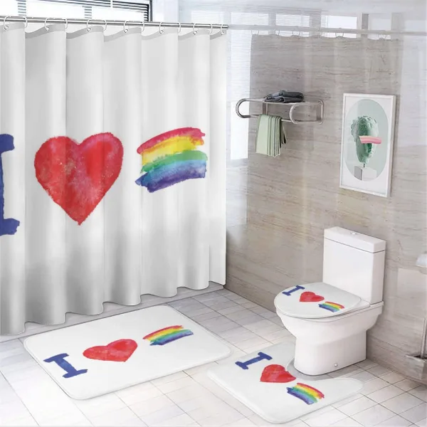 I Heart Pride Artwork on a shower curtain