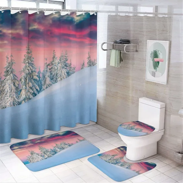 Idyllic Scene Mountains on a shower curtain
