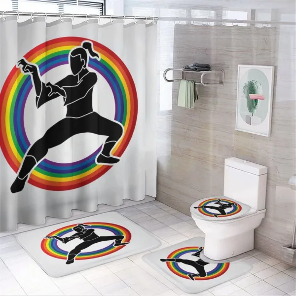 Karate on Rainbow Circle on a shower curtain