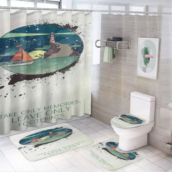 Lighthouse Sailboat on a shower curtain