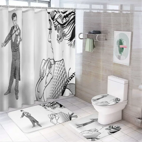 Man Playing Violin on a shower curtain