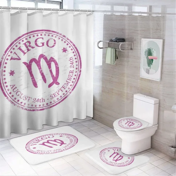 Pink Colored Horoscope on a shower curtain