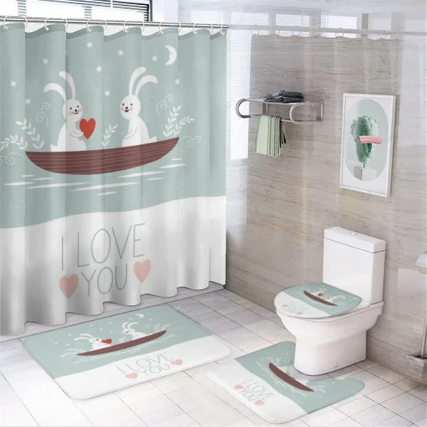 Rabbit Couple Sail on a shower curtain