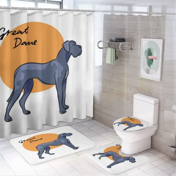 Side Pose Dog with Name on a shower curtain