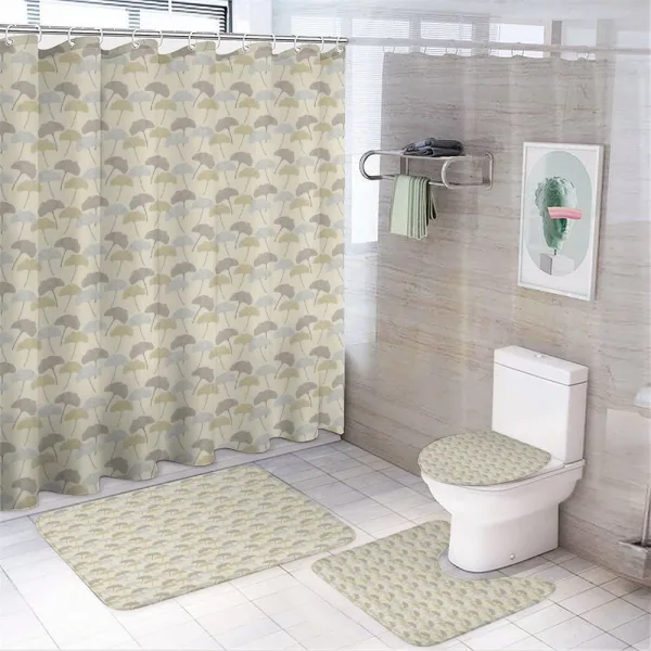 Soft Tree Leaves Retro Style on a shower curtain