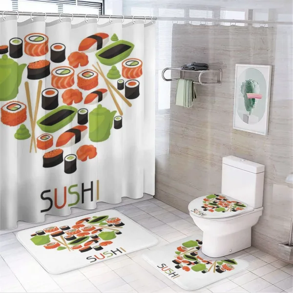 Teapot Rolls Sauce Heart Form on a shower curtain