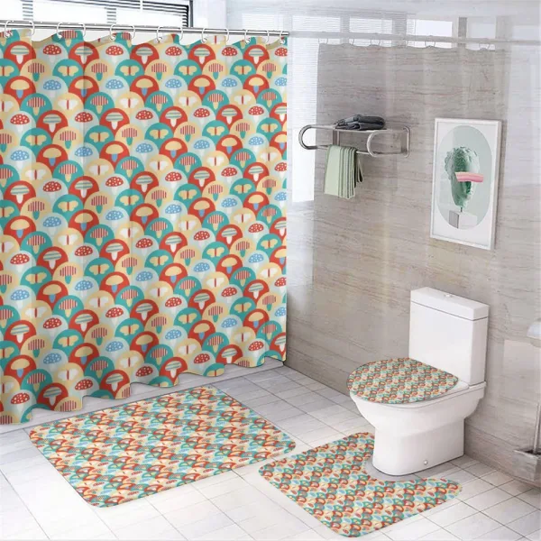Toadstools Butterflies on a shower curtain