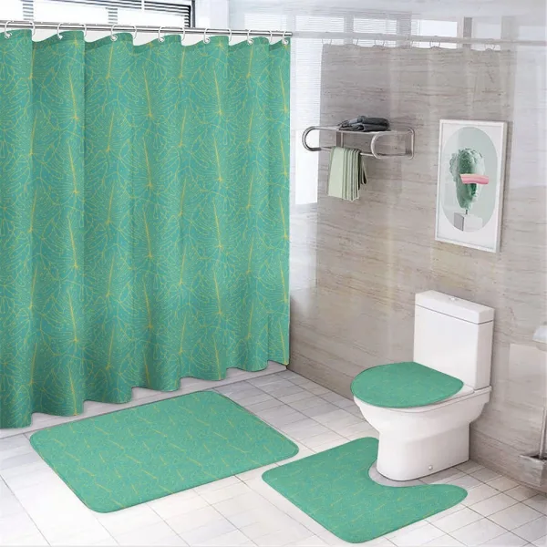 Tropical Monstera and Spots on a shower curtain