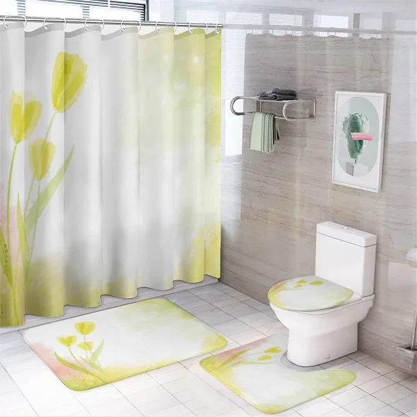Tulip Flower Watercolor on a shower curtain