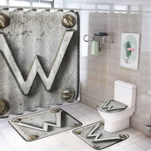 Uppercase W Industrial on a shower curtain