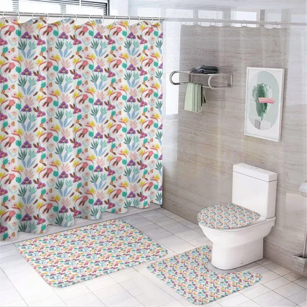 Vibrant Exotic Flora on a shower curtain