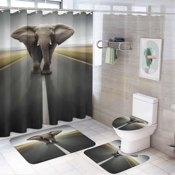 Wild Animal on Highway on a shower curtain
