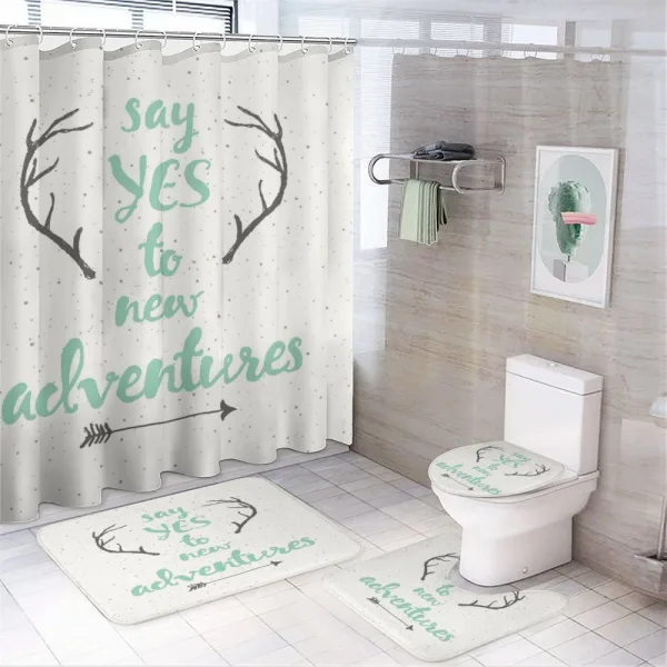 Words Antlers Arrows on a shower curtain