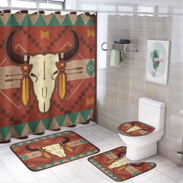 Bull Head on a shower curtain