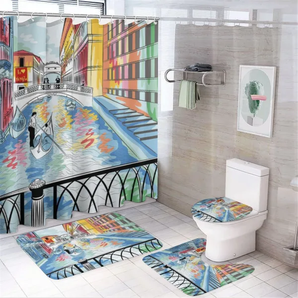 Colorful Sketch Bridge on a shower curtain
