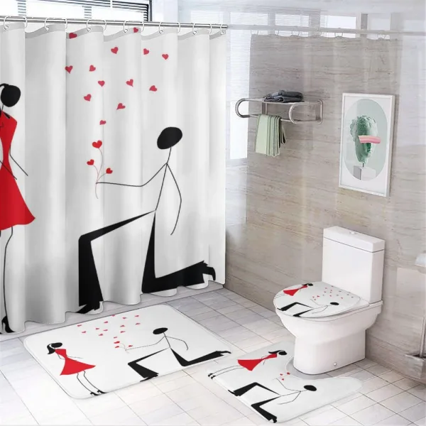 Couple with Hearts on a shower curtain