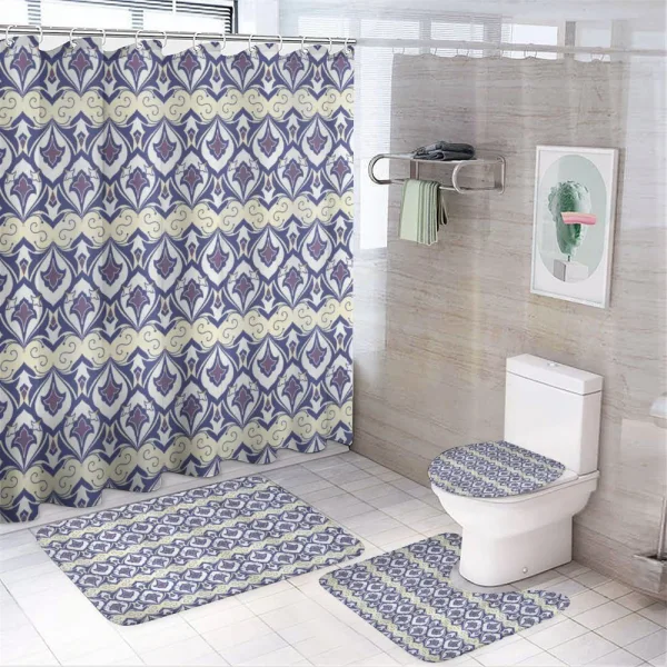 Curls and Victorian Nostalgic Grid on a shower curtain