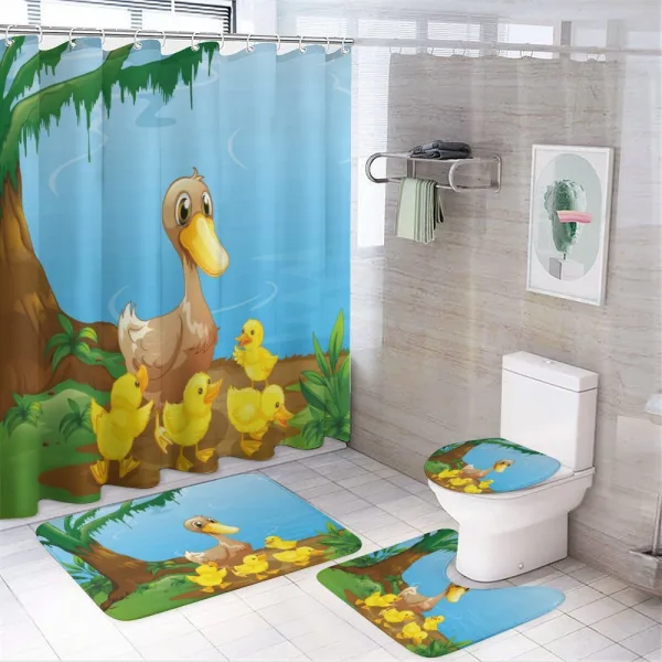 Duck and Ducklings on a shower curtain
