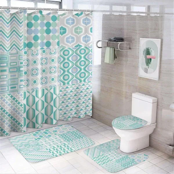 Geometric Stripes Abstract on a shower curtain