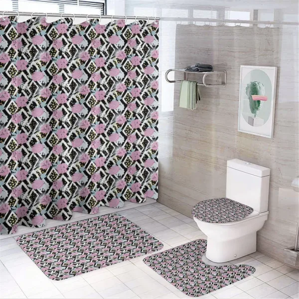 Grunge Blossoms Pattern on a shower curtain