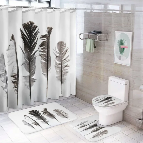 Items off of Bird's Wings on a shower curtain