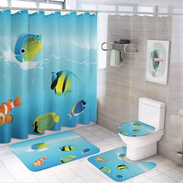Nautical Navy Deep Sea on a shower curtain