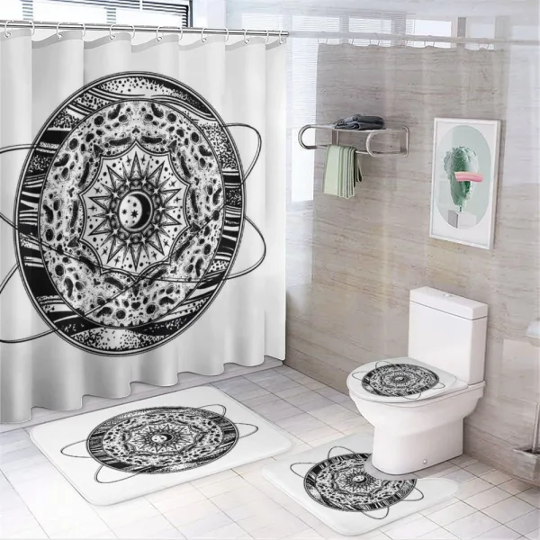 Orbital Hoops on a shower curtain