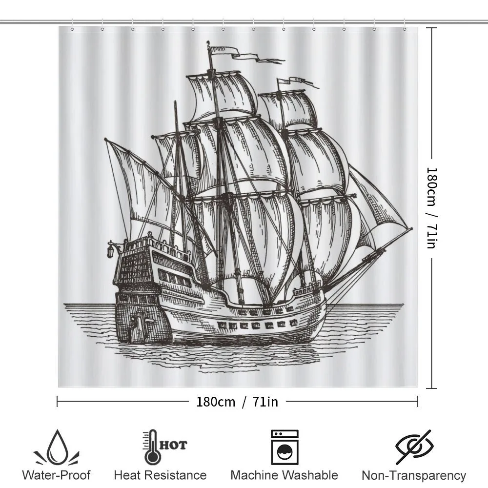 Retro Ship on Water — Detail 2