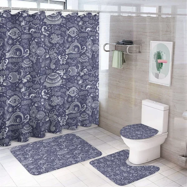 Shells and Plants on a shower curtain
