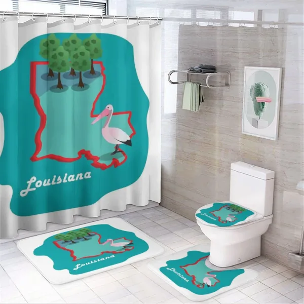 State Map with Bird on a shower curtain