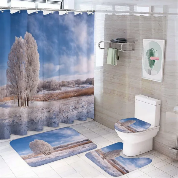 Winter Snow Landscape on a shower curtain