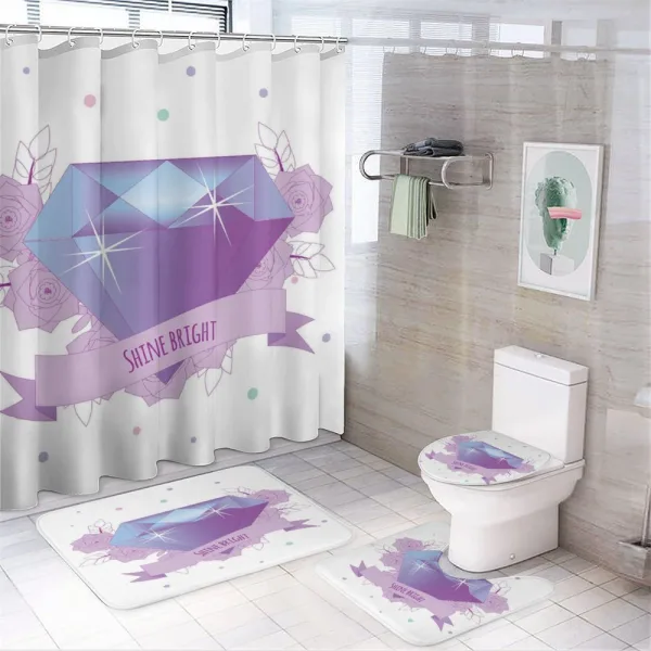 Wording with Diamond on a shower curtain