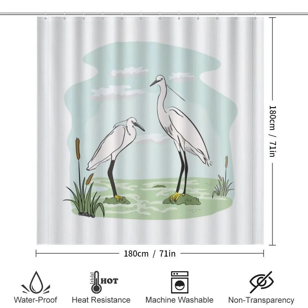 2 Herons in Marsh Cartoon — Detail 2