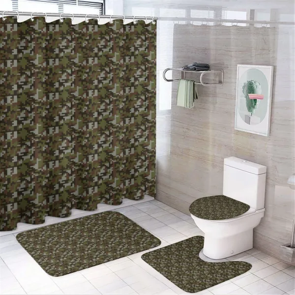 Abstract Pixel Art Camo on a shower curtain