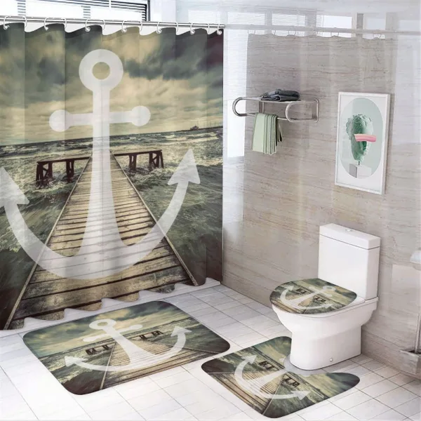 Anchor Ocean Waves on a shower curtain