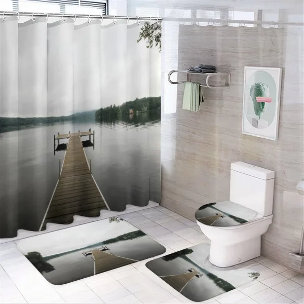 Calm Water Overcast Weather on a shower curtain