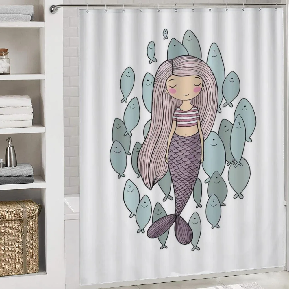 Cartoon Girl with Fish — Detail 4