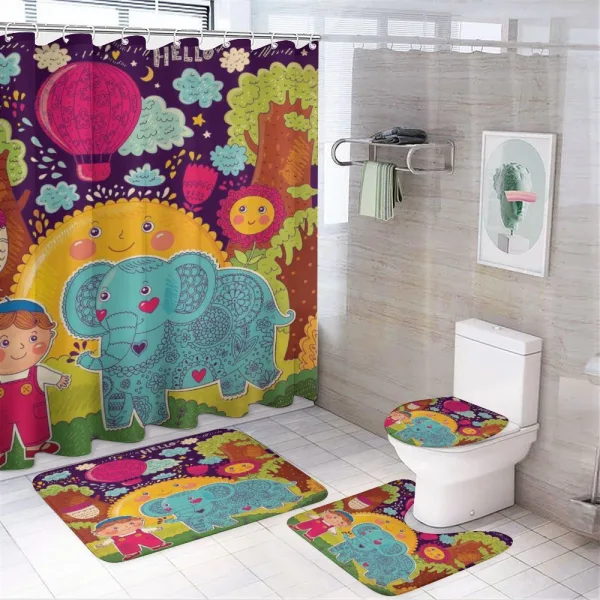 Cartoon Smiling Sun on a shower curtain