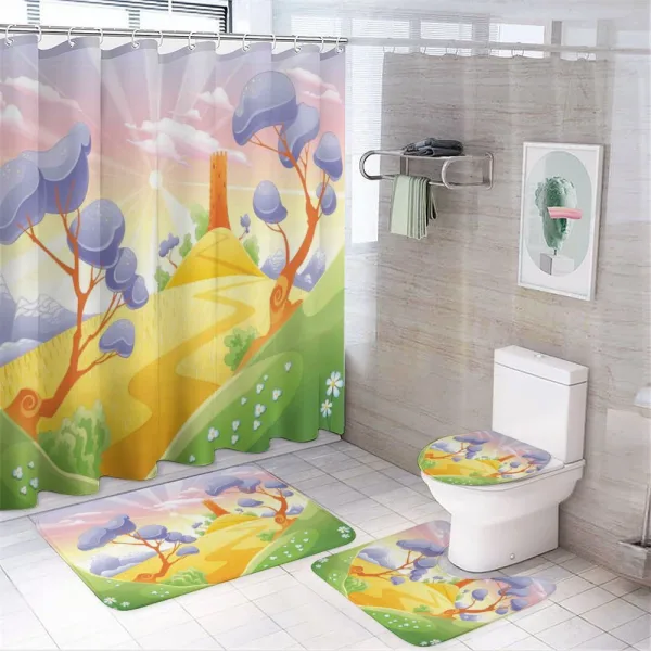 Cartoon Style Tower on a shower curtain