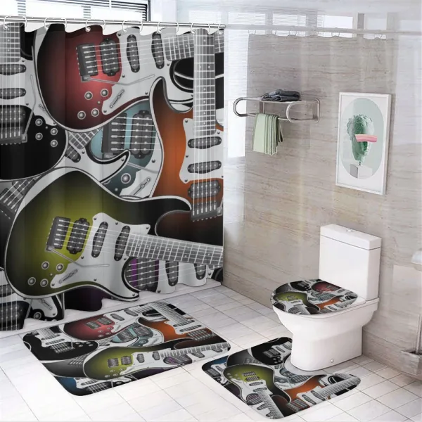 Colorful Guitars on a shower curtain