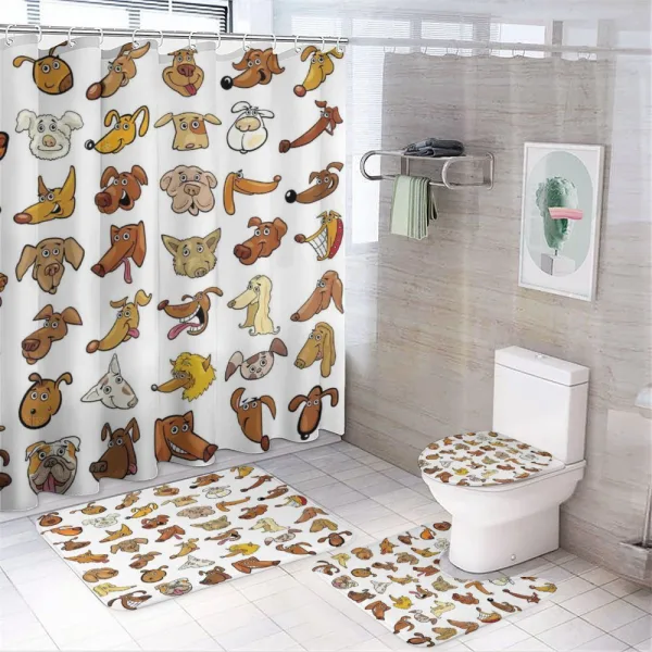 Dog Heads Puppy Canin on a shower curtain