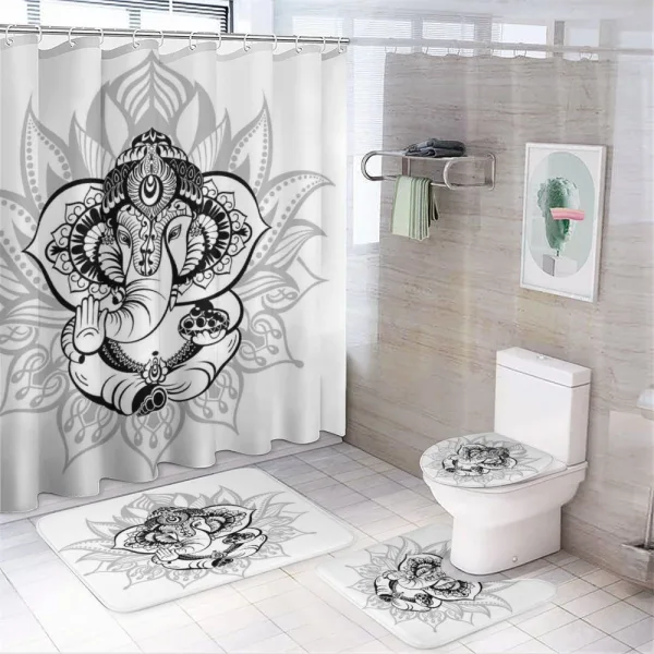 Elephant Ancient Figure Form on a shower curtain