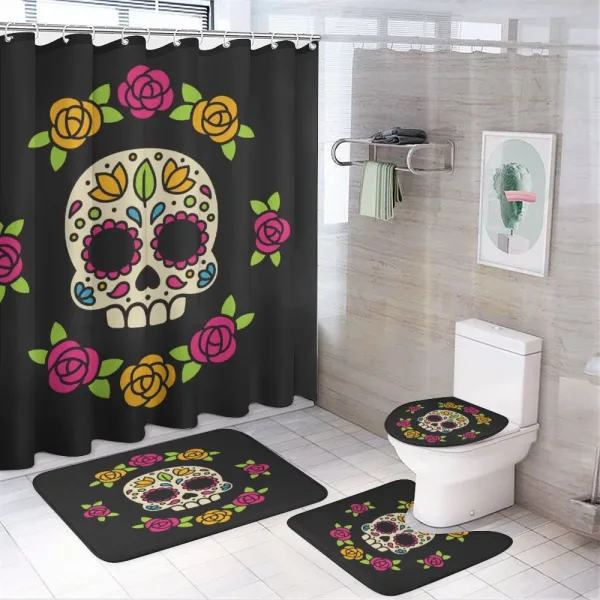 Floral Wreath Skull on a shower curtain