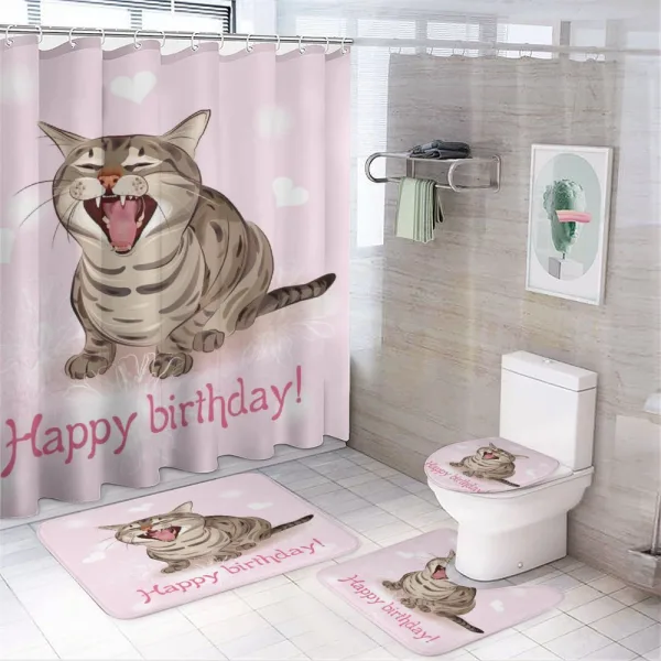 Funny Kitten Greeting Song on a shower curtain