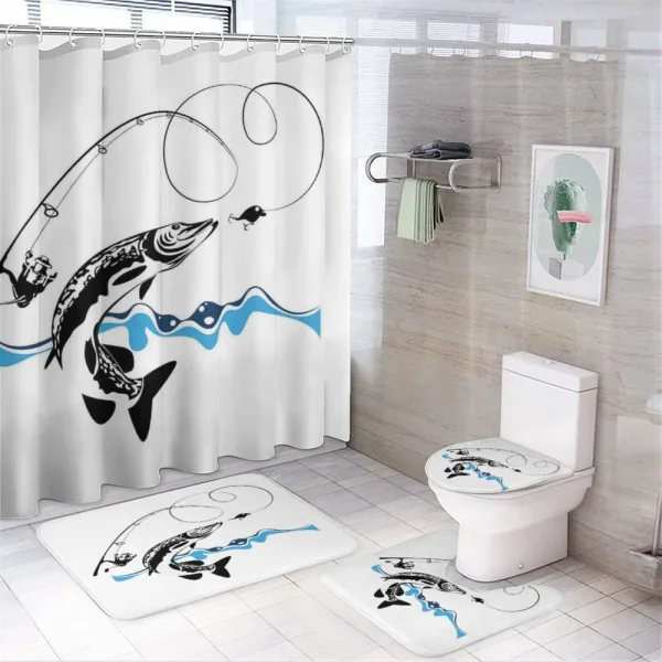 Hand Drawn Art Nautical on a shower curtain