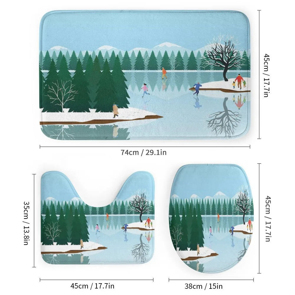 Ice Skating Frozen Lake Art — Detail 1
