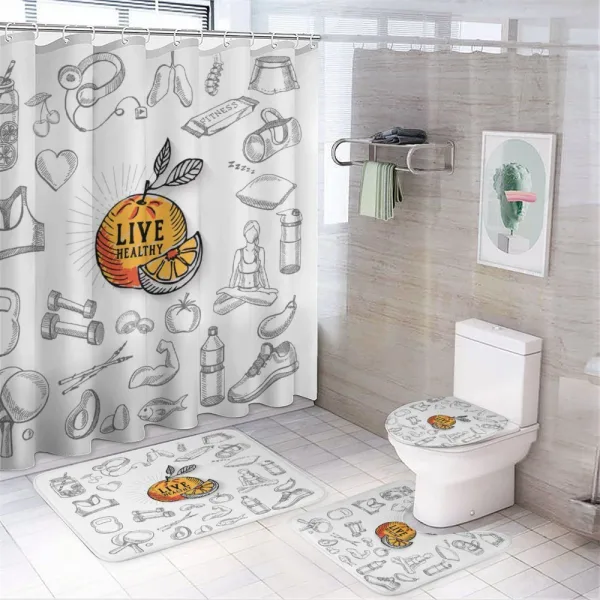 Live Healthy Theme on a shower curtain